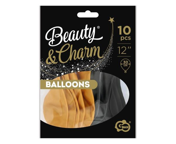 Balony Beauty&Charm metaliki złote i czarne 12" 10szt CB-1MZC GoDan